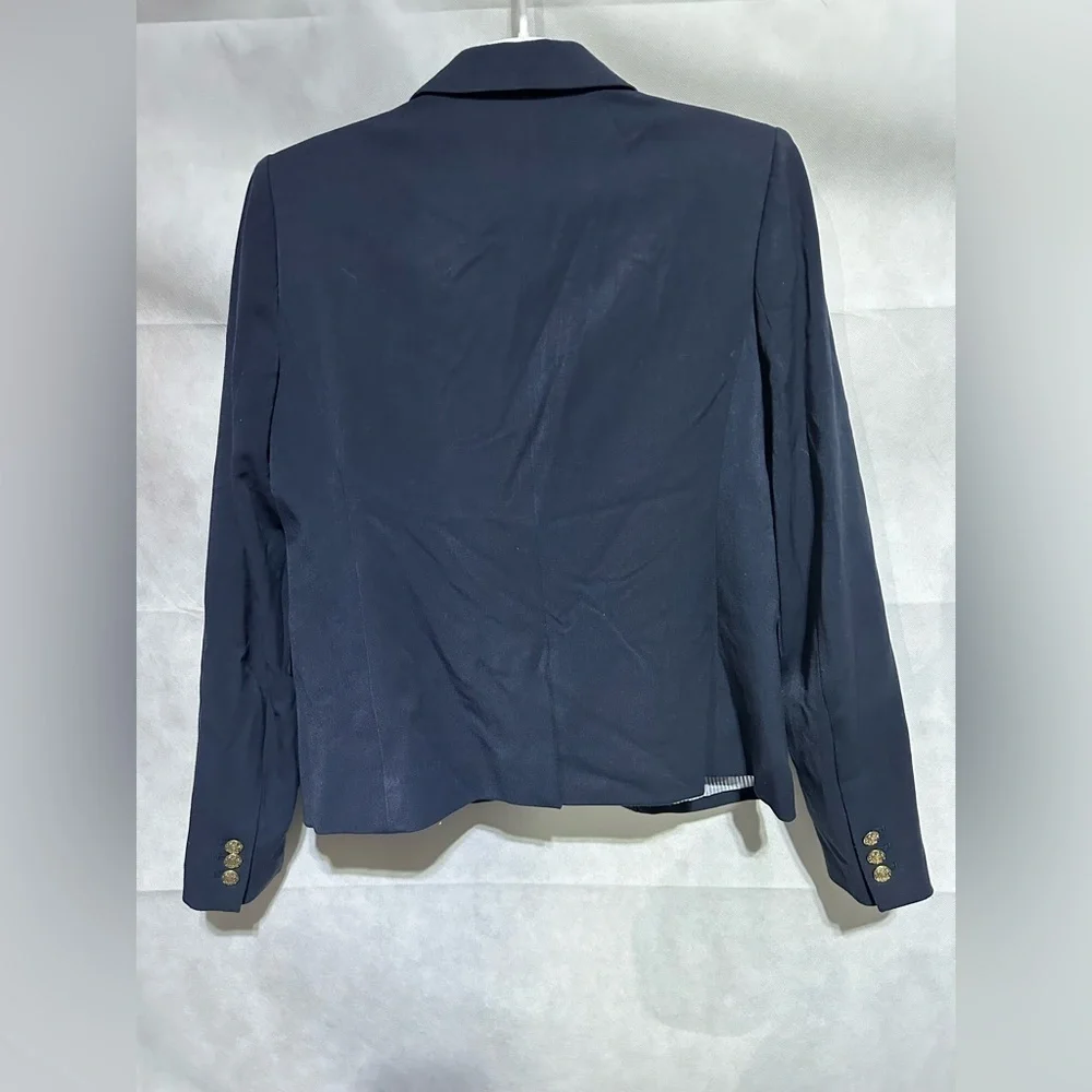 J Crew Womens 12 Blazer Navy Blue Gold Button School Boy Jacket Classic Preppy